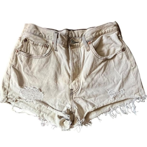 Levi's Pants - 497-Levi's Distressed cream and tan shorts waist 31 inches #distressedde…